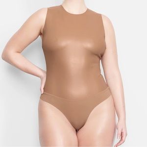 Skims faux leather crewneck bodysuit
